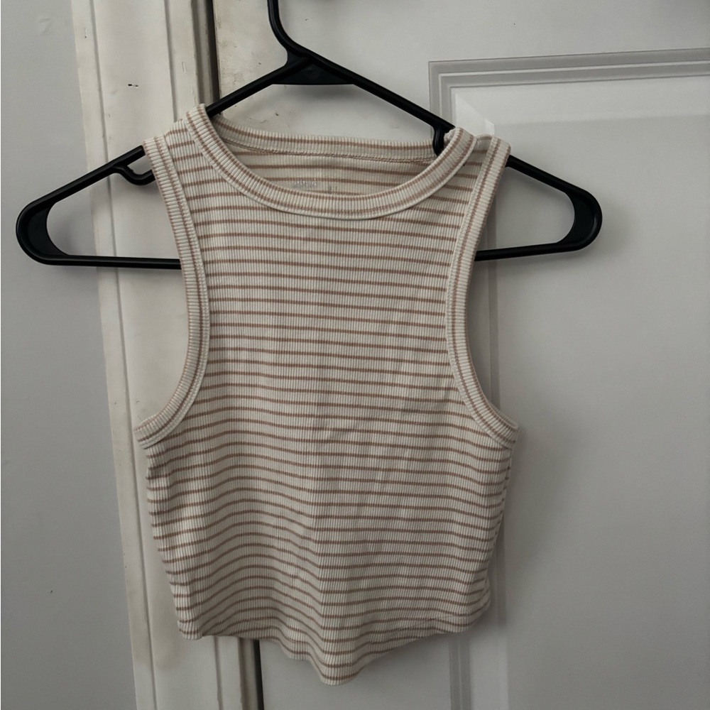 Aerie Ribbed Striped Tan Tank Top